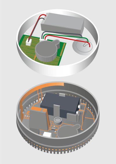 molded interconnect smoke detector