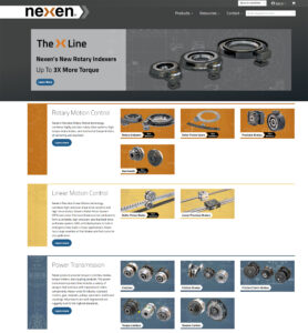 screen cap of the New NEXEN website