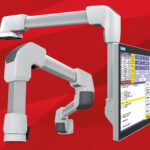 ROLEC arm connected to HMI product shot on red background